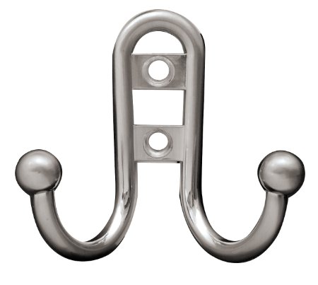 Liberty Hardware B46115Z-SN-C Double Prong Robe Hook with Ball End, Satin Nickel