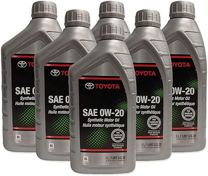 Toyota SAE 0W20 Synthetic Engine Oil 6 Pack (6 Litres)