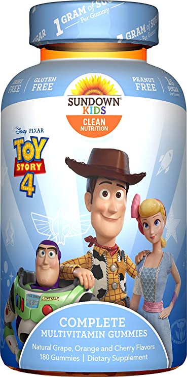 Sundown Kids Sundown Naturals Kids Pixar Toy Story 4, Complete Multivitamin, Gluten & Dairy Free, 180 Gummies, 180Count