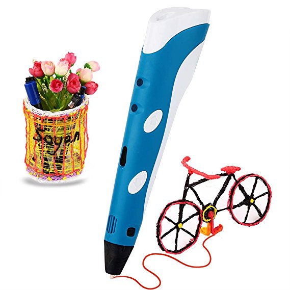 Soyan 3D Printing Pen for Doodling, Prototyping Design and Art Making, Easy to Use, 3D Pen for Beginners (Blue)