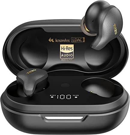 TOZO Golden X1 Wireless Earbuds Balanced Armature Driver and Hybrid Dynamic Driver, Bluetooth Headphones OrigX Pro, LDAC & Hi-Res Audio Wireless, Environment & Active Noise Cancellation Headset Black