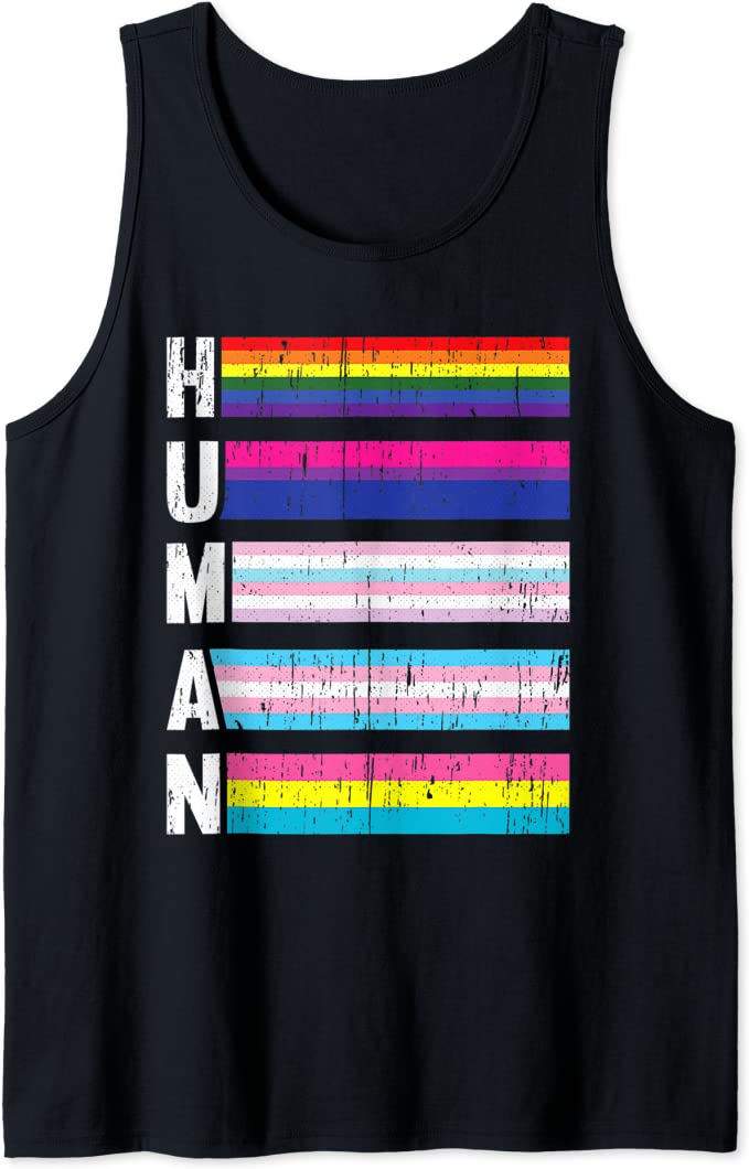 Human LGBT Q Pride Flag Gay Bi Intersexual Trans Pansexual Tank Top