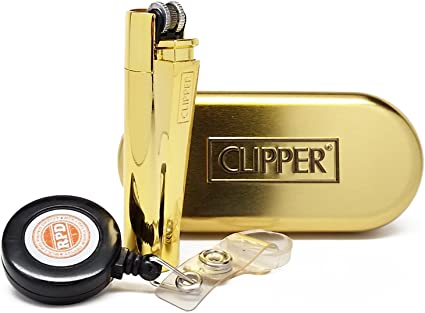 Clipper Metal Cigarette Lighter"Gold" Collection with RPD Lighter Lasso - Shiny Finish
