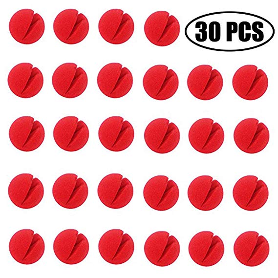TIHOOD 30PCS 2"x2" Red Circus Clown Nose Halloween Christmas Costume Party