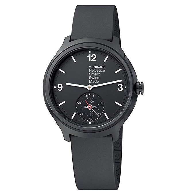 Mondaine Men's 'Helvetica' Quartz Stainless Steel and Rubber Casual Watch, Color Black (Model: MH1B2S20RB)