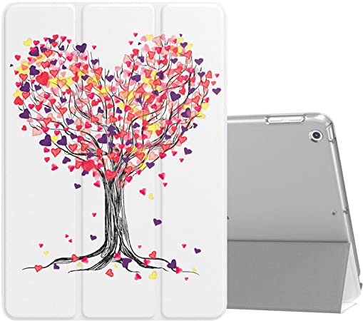 MoKo Case Fit iPad Air - Slim Lightweight Smart-Shell Stand Cover with Translucent Frosted Back Protector Fit iPad Air 9.7" Tablet, Love Tree (with Auto Wake/Sleep, Not fit iPad Air 2)