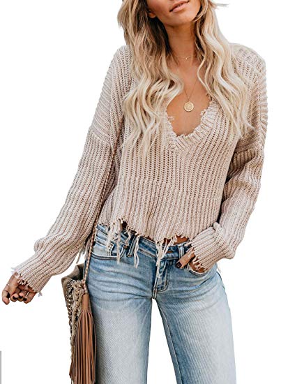 Astylish Womens Loose Knitted Off The Shoulder Oversized Sweaters Pullovers Top