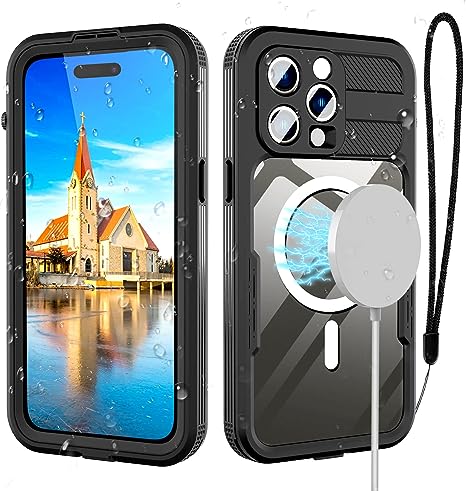 Transy iPhone 14 Pro Waterproof Case - iPhone 14 Pro Case Waterproof 6.1 inch Full Body Protective Shockproof Dustproof IP68 Certified Waterproof Phone Case for iPhone 14 Pro with Lanyard (Black)
