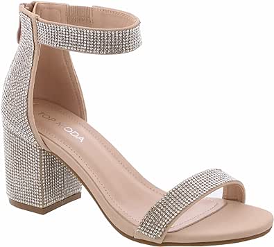 TOP Moda Darcie-1 Women's Fashion Ankle Strap Chunky Low Heel Dress Sandal Shoes