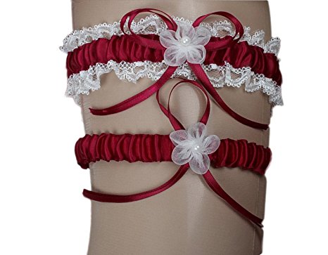 MeryaDress Lace Wedding Garters for Bride Pearl Stretch Prom Garter with Toss Away