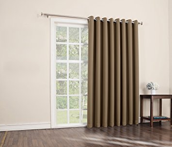 Sun Zero Easton Blackout Patio Door Curtain Panel, 100" x 84", Taupe Brown