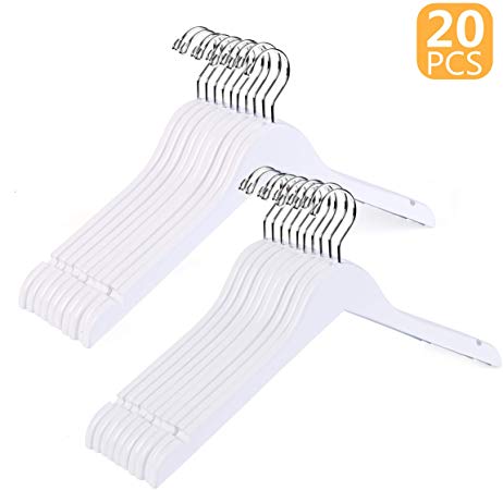 Better to U 17.5" Solid Wooden Hangers for Clothes, Clothing, Dress, Coat, Jacket, Suit Hangers (White - Without bar)
