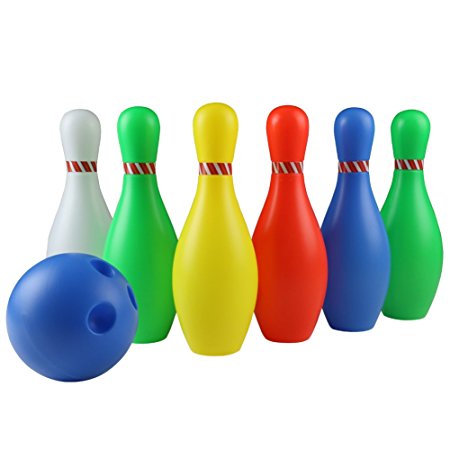 yoptote Bowling Game Bowling Ball Set with 6 Bowling Pins and 1 Ball,Great Gift for Kids Toddlers Boys Girs over 3 Years(Big Size)