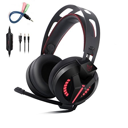 Gaming Headset, PS4 PC Gaming Headsets Headphones with Microphone Volume Control for PS4/ XBOX One/PC/Computer/Laptop/Mac/Mobil/iPhone/iPad (ONIKUMA M180 Black)