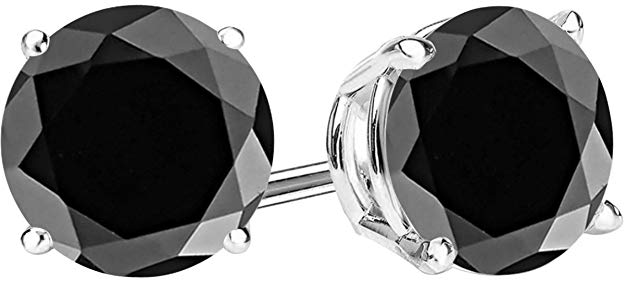 1/2-10 Carat Total Weight Black Diamond Stud Earrings 4 Prong Push Back