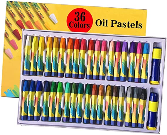36 Colors Oil Pastels Sticks with Pastel Holders and Sharpeners for Kids & Adults, All Artist