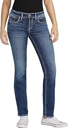 Silver Jeans Co. Women's Britt Low Rise Curvy Fit Straight Leg Jeans