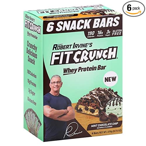 FITCRUNCH Snack Size Protein Bars, Designed by Robert Irvine, World’s Only 6-Layer Baked Bar, Just 3g of Sugar & Soft Cake Core (Mint Chocolate Chip)