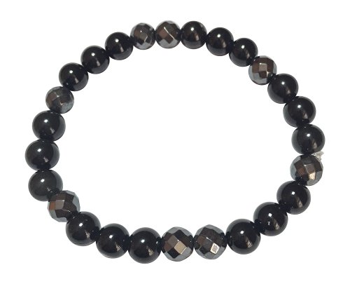 Dauntless: Tourmaline, Obsidian, Onyx, & Hematite 7 Inch Gemstone Stretch Bracelet