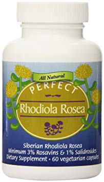3-Pack Perfect Rhodiola Rosea - Freeze Dried 100% Wild-crafted Siberian Rhodiola Rosea Root, 60 Vegetable Capsules