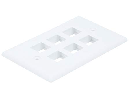 Monoprice 106733 Wall Plate for Keystone 6 Hole, White