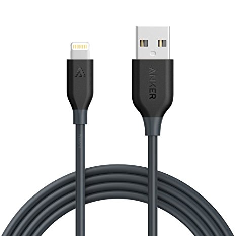 Anker PowerLine Lightning (6ft) Apple MFi Certified - One of the World's Most Durable Lightning Cable / Charger Cord Perfect for iPhone 7 6s 6 Plus 5s 5, iPad mini 4 3 2, iPad Pro Air 2 (Space Gray)