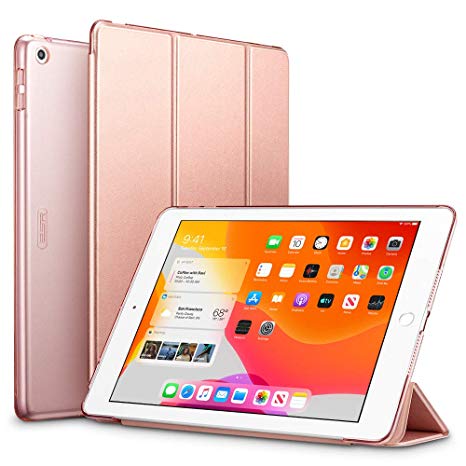 ESR for iPad 10.2 Case, Yippee Trifold Smart Case for iPad 7th Generation 10.2" 2019, Auto Sleep/Wake Lightweight Stand Case, Hard Back Cover, Rose Gold