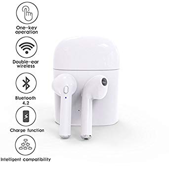 Indigi EarPodCase-02 Wireless, Small, Portable Bluetooth Headset for Universal Compatibility (iOS & Android) - White