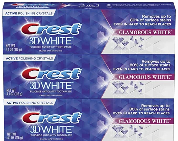 CREST 3D WHITE LUXE GLAMOROUS WHITE TOOTHPASTE 3 PACK REMOVES 90% OF SURFACE STAINS
