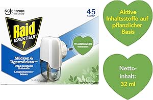 Raid Essentials Mückenstecker 45 Nächte, Elektrischer Insekten-Schutz vor Mücken & Tigermücken, 1er Pack (1 x 32 ml)