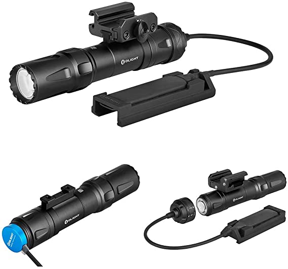 Olight Odin 2000 Lumens Professional Picatinny-Mount Tactical LED Flashlight with Rechargeable 21700 Battery, Magnetic Charging, Slide Rail Mount and Magnetic Remote Pressure Switch (Black)