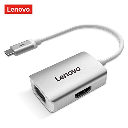 Lenovo USB-C to HDMI VGA Adapter, Aluminum USB Type-C to 4K HDMI 1080P VGA Converter for 2016/2017 MacBook Pro, ChromeBook Pixel, Dell XPS