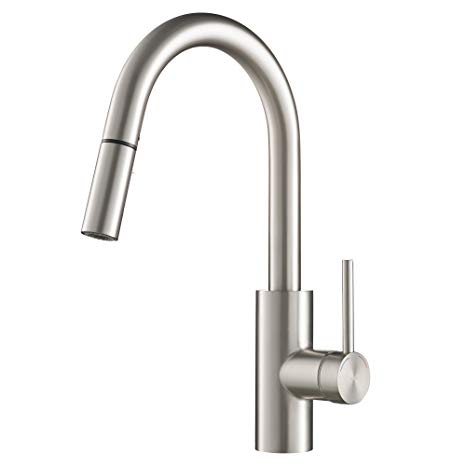 KRAUS KPF-2620SFS Spot Free Oletto Single Handle Pull Down Kitchen Faucet in All-Brite Stainless Steel Finish, 15.75" x 8.75" x 2.5", Spot Free Stainless