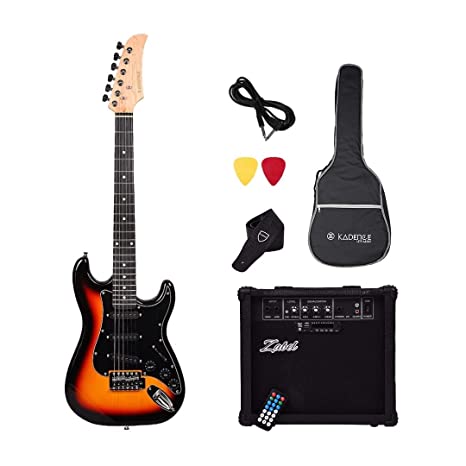 Kadence AstroMan Electric Guitar, 21 FRETS, ROSEWOOD FRETBOARD, H - S - S PICK UPS Sun brust combo with Bag, Guitar strap,guitar cable and Picks with Amplifier