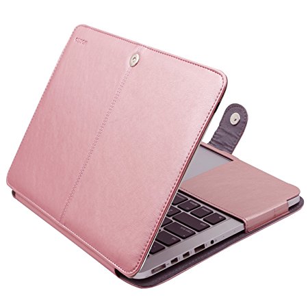 Mosiso Premium Quality PU Leather Book Cover Folio Case with Stand Function Only for [Previous Generation] MacBook Pro Retina 15 Inch (Model: A1398) No CD-ROM, Rose Gold