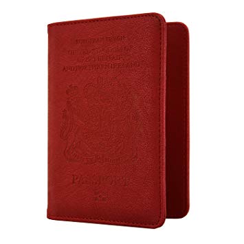 WantGor RFID Blocking PU Leather Passport and Card Holders (Red)