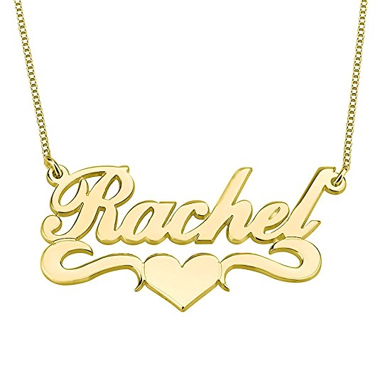 HACOOL Personalized Names Necklace Pendant in 18k Gold Pated Custom Made with Any Name 18" Chain