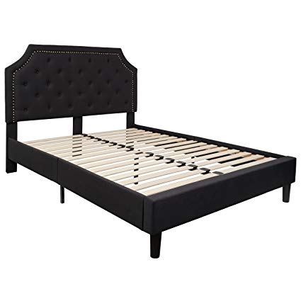 Flash Furniture Brighton Tufted Upholstered Queen Size Platform Bed in Black Fabric