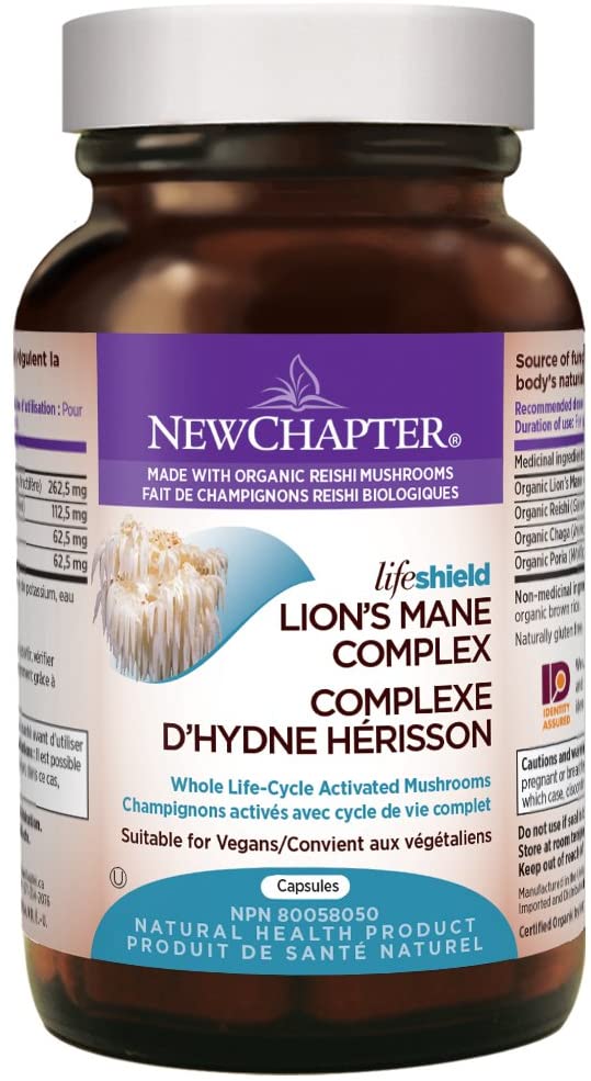 New Chapter Lion's Mane   Reishi Mushroom - LifeShield Mind Force for Mental Clarity with Organic Reishi Mushroom   Vegan   Non-GMO Ingredients - 72 ct