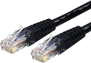 StarTech.com 15ft CAT6 Ethernet Cable - Black CAT 6 Gigabit Ethernet Wire -650MHz 100W PoE   RJ45 UTP Molded Category 6 Network/Patch Cord w/Strain Relief/Fluke Tested UL/TIA Certified (C6PATCH15BK)