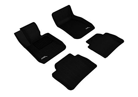 3D MAXpider Complete Set Custom Fit All-Weather Floor Mat for Select BMW 3 Series Sedan (F30) Models - Kagu Rubber (Black)