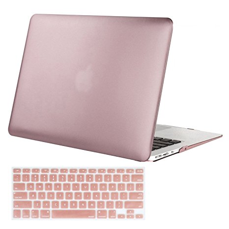 Mosiso Plastic Hard Case with Keyboard Cover for MacBook Air 13 Inch (Models: A1369 and A1466), Rose Gold