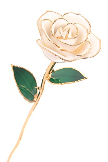 DuraRose Authentic Rose With Long Stem Dipped In 24k Gold, With "STAND" And "LOVE CARD" - Best Gift For Loves Ones. Ideal For Valentine's Day, Mother's Day, Anniversary, Birthday