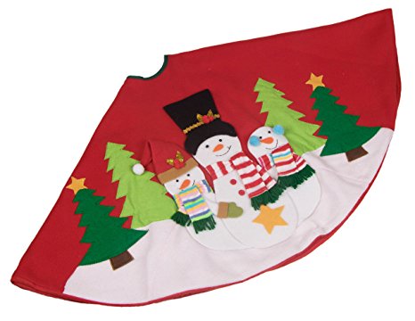 Snowman Family Tree Skirt by Clever Creations | Red, White, and Green | Christmas Tree & Snow Design | Traditional Theme | Helps Contain Needle and Sap Mess on Floor | 40" Diameter