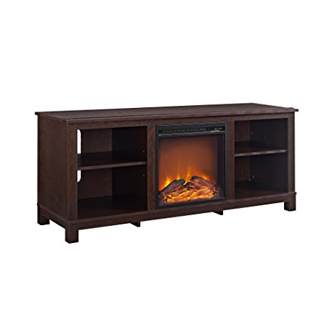 Altra Furniture Altra Edgewood TV Console with Fireplace for Tvsup To 60", Cherry Espresso