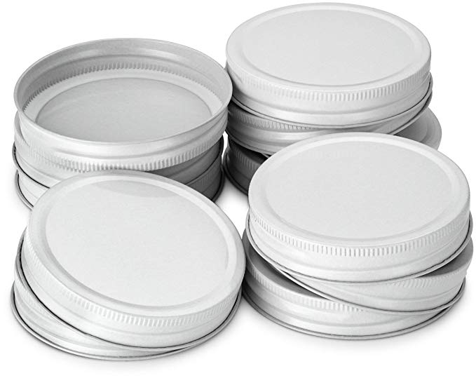 KooK Mason Jar Lids, Wide Mouth, Pack of 12. (white)