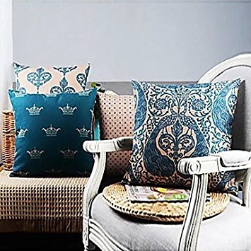 【Bailand】Set of 4 Modern Geometric Country Cushion cover,Sofa cushion Car Office Pillowcase,Beige Cotton Blend Linen Decorative Pillow Cover 18X18 Inch (45X45CM)