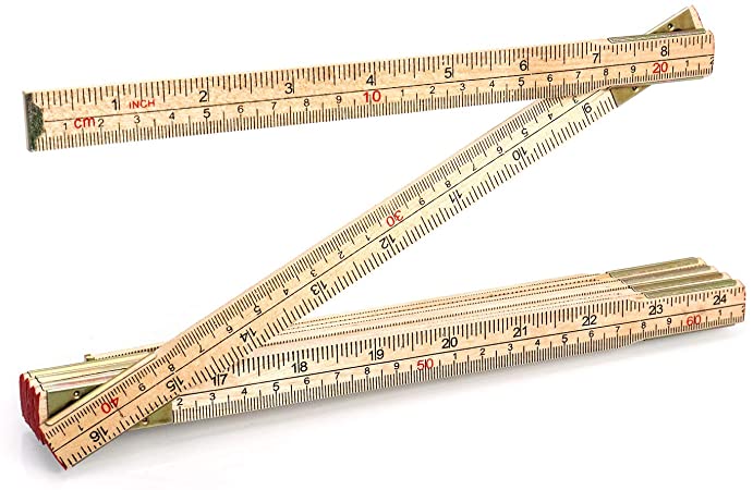 QWORK Folding Wood Rule, 6 FT 6 Inch Foldable Ruler with US and Metric Measurements for Carpenters