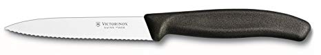 Victorinox 6.7733US1 4 Inch Swiss Classic Paring Knife with Serrated Edge, Spear Point, Black, 4"