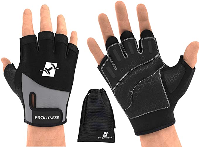 ProFitness Weight Lifting Workout Gloves - W/Non-Slip Silicone Grip Padding to Avoid Calluses - for Cross Training, WODs, Weightlifting, Gym Work Out Training - with Wrist Wrap Support for Men & Women